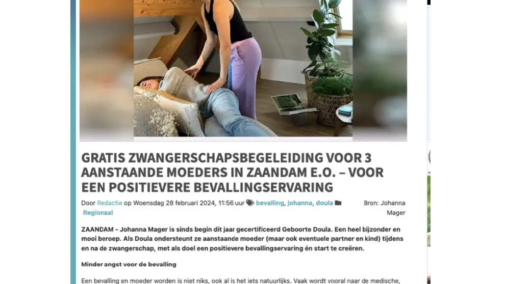Gratis doula services in Zaandam e.o.